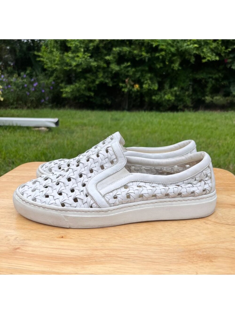 Madison Maison White Woven Leather Slip On Sneakers Size 41 / US 10